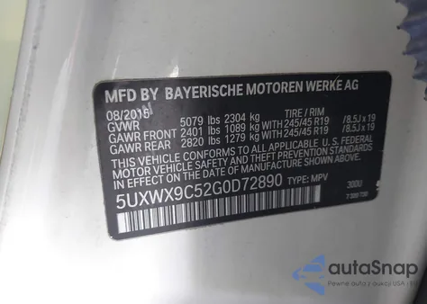 2016 BMW X3 xDrive28I from USA, damaged, VIN 5UXWX9C52G0D72890